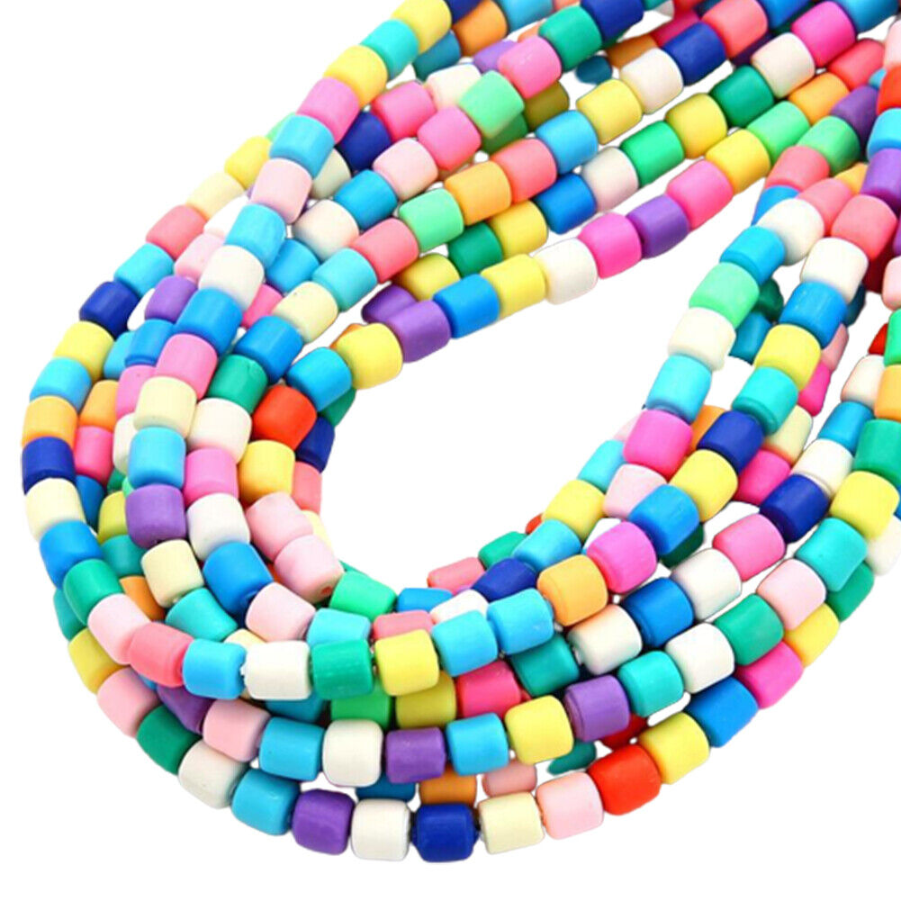 US 10-20Strand 610Pc Vinyl Spacer Cylinder Polymer Clay Bead Handmade DIY Making
