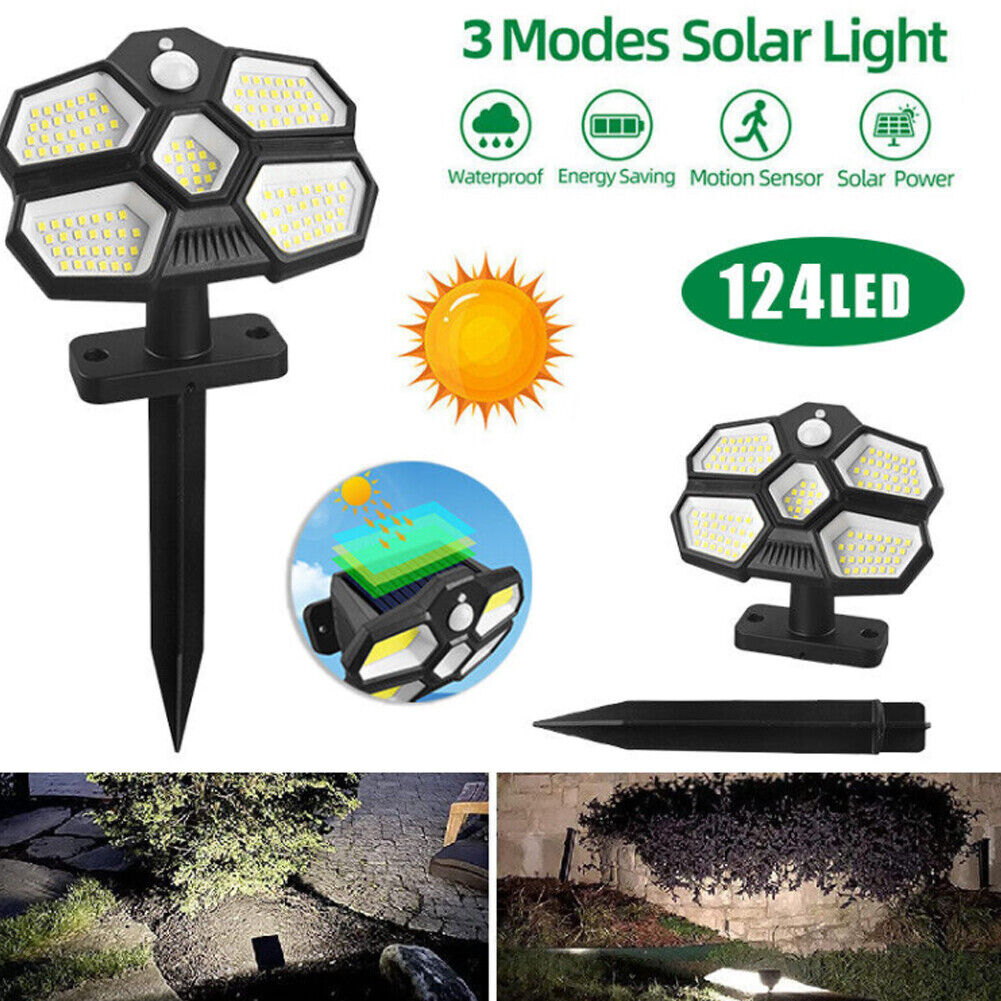 US 1-2 Pcs Solar Panel Spot Light Outdoor Waterproof Garden Landscape Spotlights