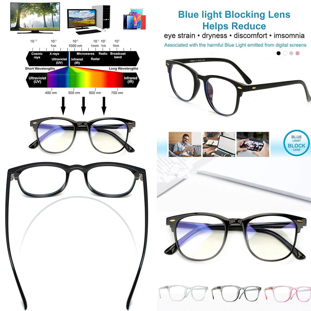 US 2-4 Pcs Computer Blue Light Blocking Glasses Anti Blu-Ray Clear Gaming Lenses