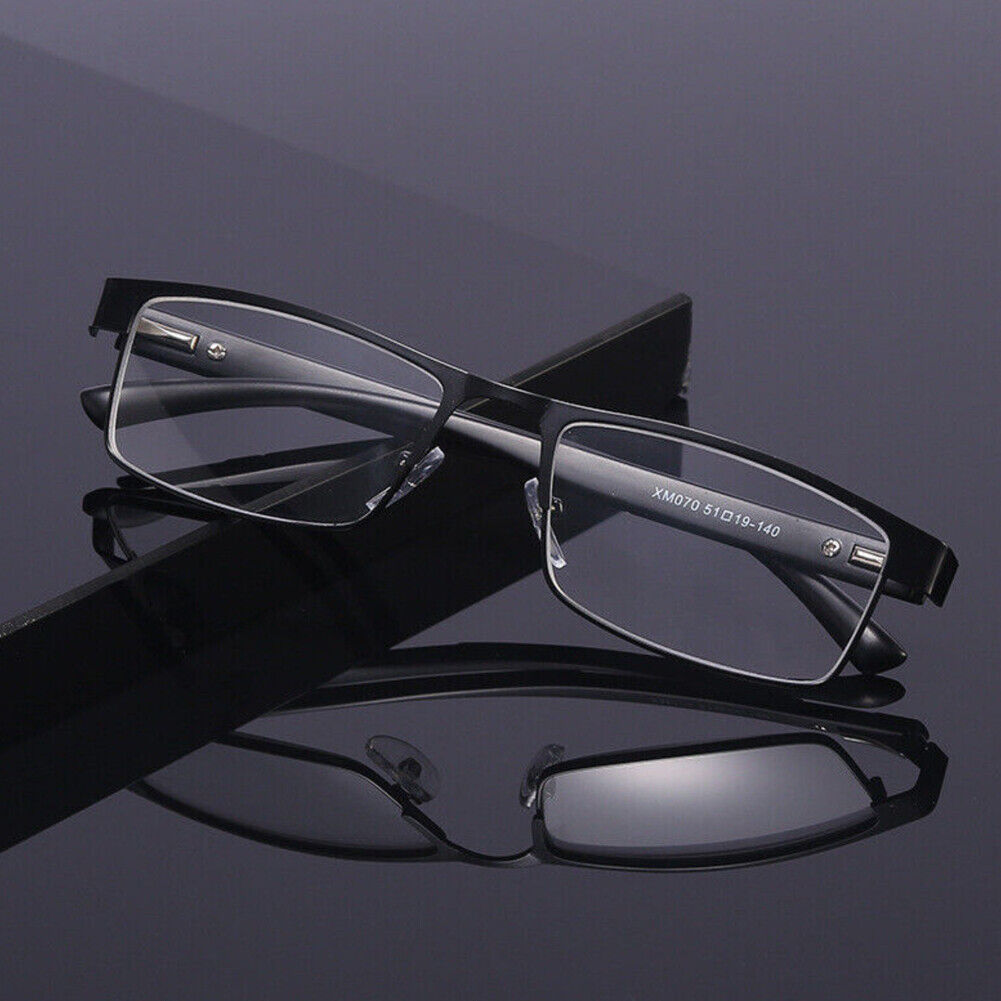 US Men Classic Style Square Metal Frame Reading Glasses Spring Hinge Readers