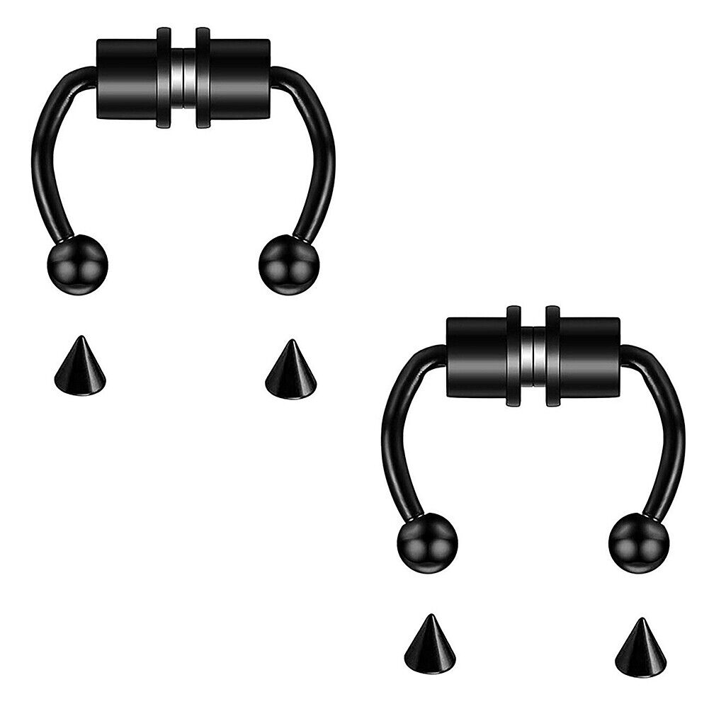 US 1-2 Pcs Magnetic Septum Nose Ring Stainless Steel Fake Non Piercing Nose Clip