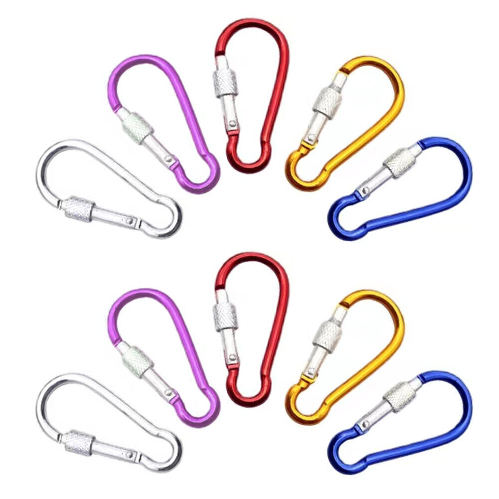 US 5-10 Pcs Carabiners Clip Multicolor 3 Inch Locking D Ring Shape Clips Fine