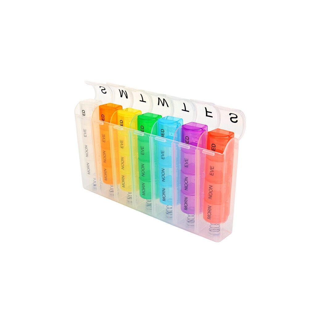 US 2-4 Pack Weekly Pill Organizer Planner 7 Day Container Medicine Pop Up