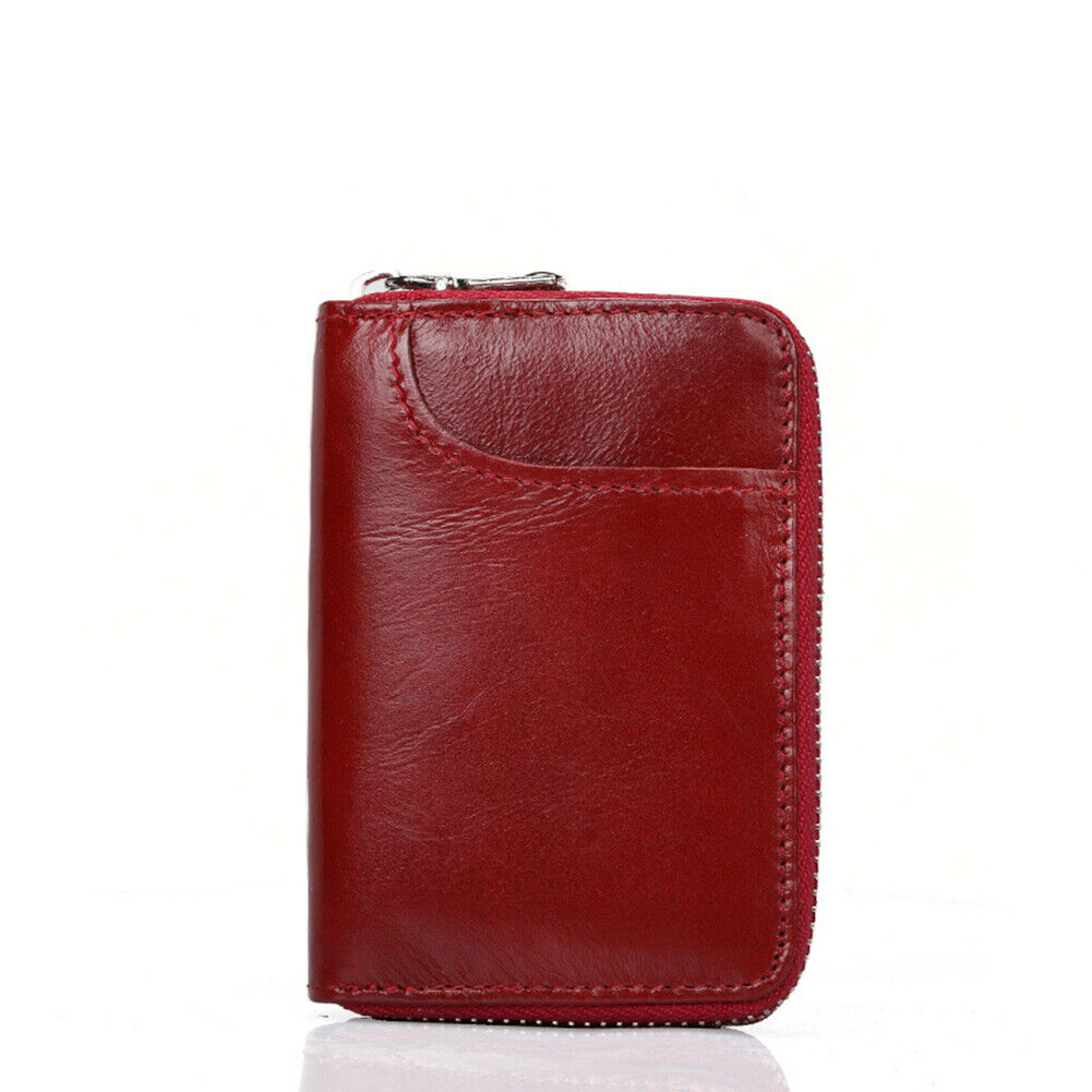 US 1-2 Pc Leather Zipper Slim Wallet RFID Blocking Credit Card Holder Thin Purse