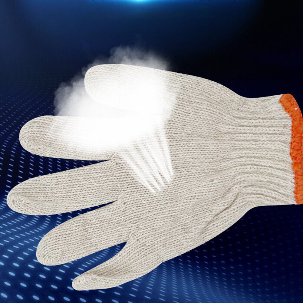 US 24-48 Pairs NATURAL WHITE STRING KNIT POLY COTTON WORK GLOVES Ultralight