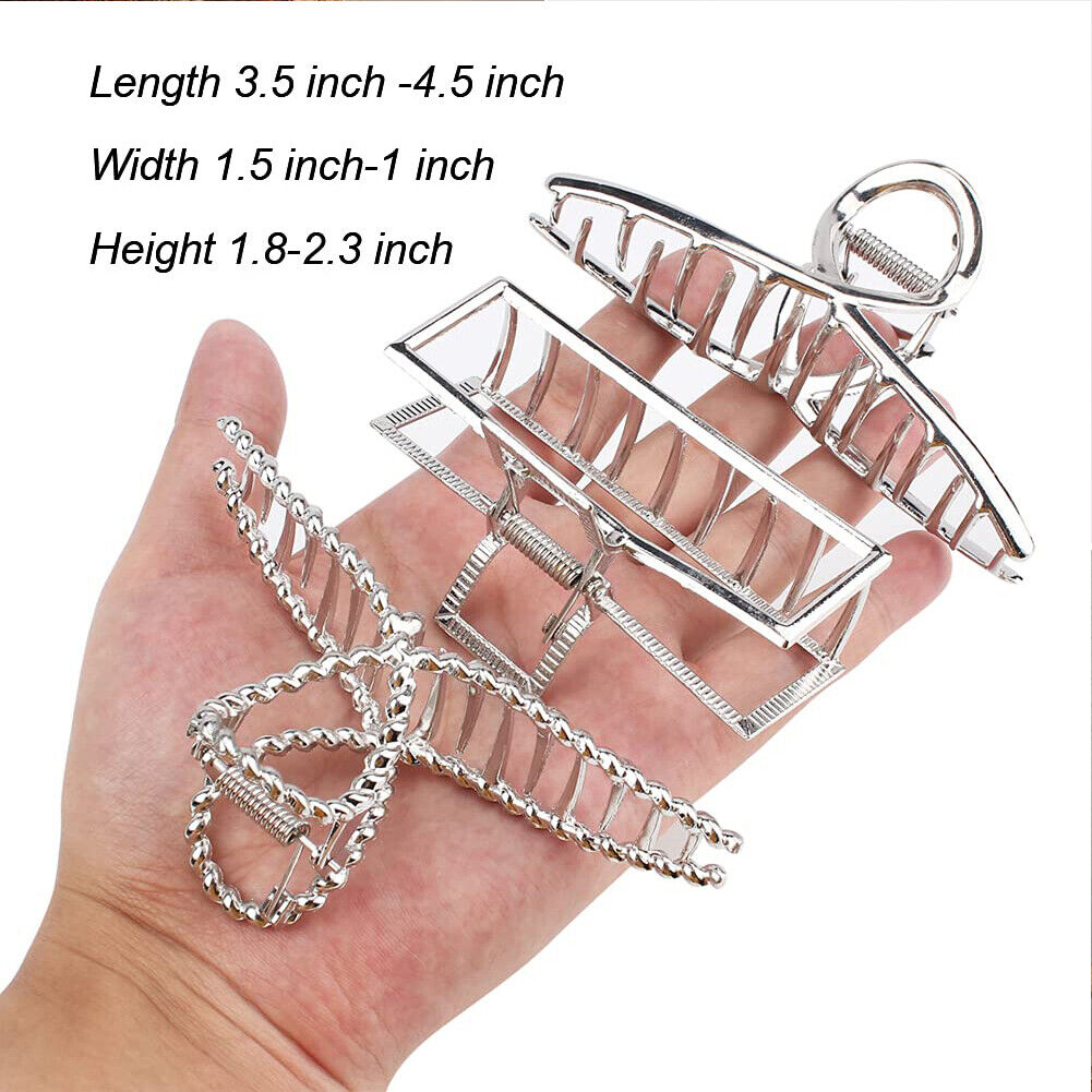 US 5-10 Pack Metal Jumbo Hair Claw Clip Large Strong Hold for Thick Hair Nonslip
