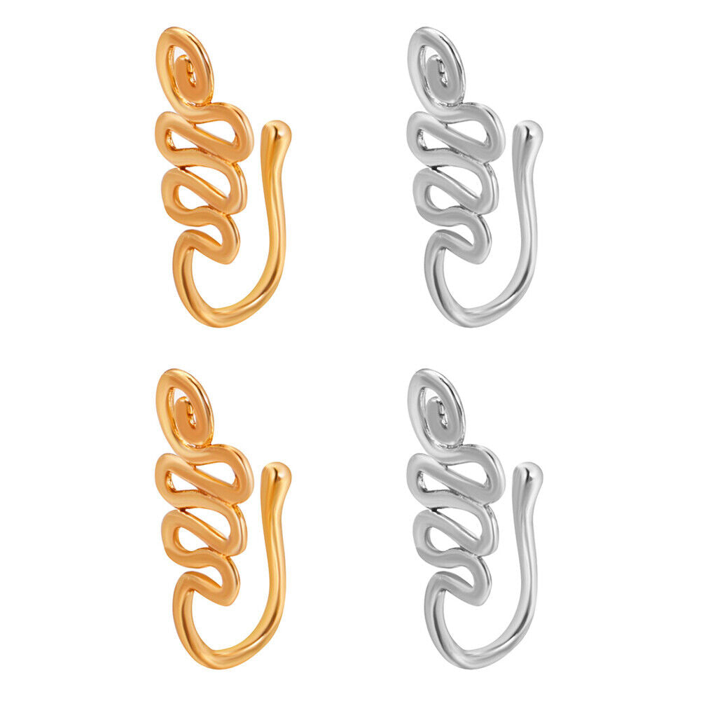 US 2 Pcs Star Heart Crown Nose Ring Copper Durable Fake Non-Pierced Nose Clip