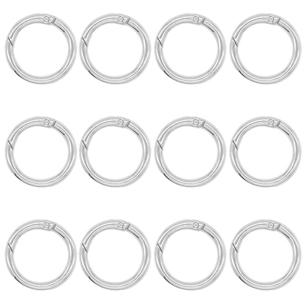 US 12-24Pc Spring O Rings Round Carabiner Snap Clip 28MM Zinc Alloy Round Key