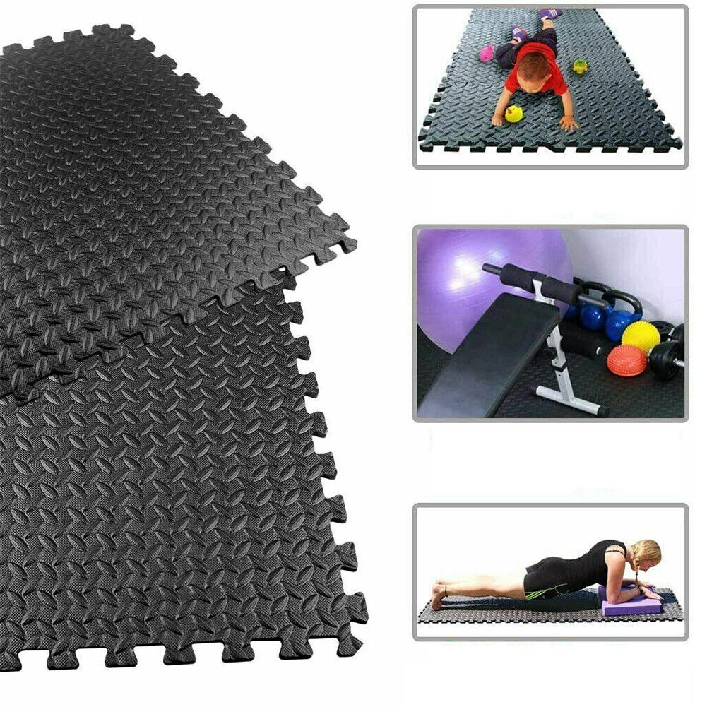US 10 Pack EVA Foam Exercise Floor Mat Gym Flooring Fitness Yoga Workout 24"x24"