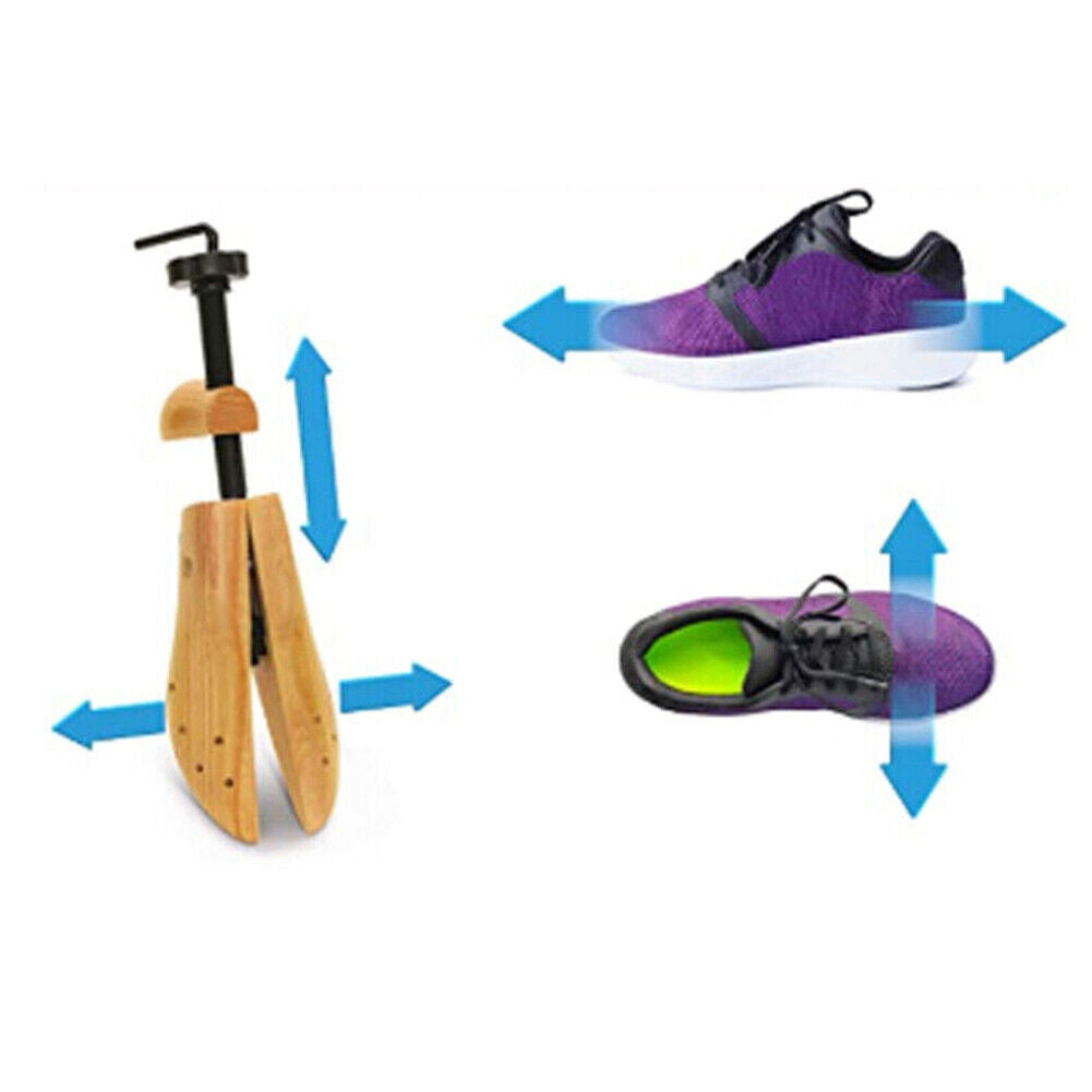 US 1-2 Pc Two Way Solid Wooden Adjustable Shoe Stretcher Expander Boot Size 5-13