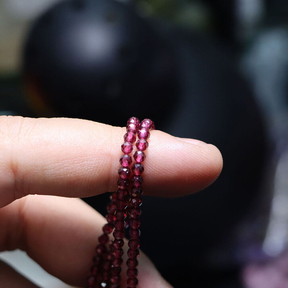 US Natural Garnet Faceted Round Smooth Beads 38cm/14.96'' Strand 2mm 3mm 4mm