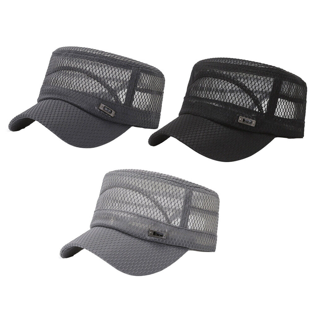 US 3-6 Pack Summer Men's Mesh Flat Cap Army Hat Cadet Castro Military Patrol Bas