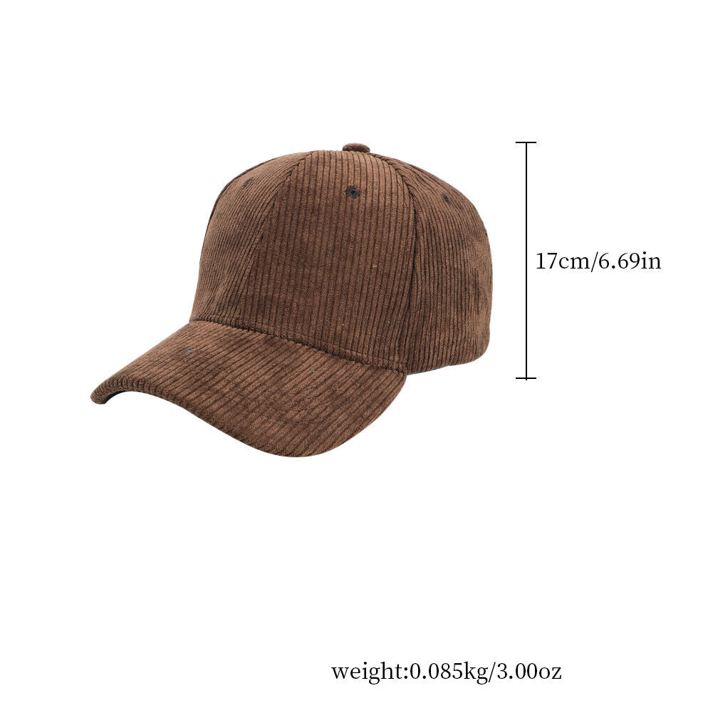 US 1-2 Pcs Cotton Corduroy Baseball Cap Classic Adjustable Plain Hat Warm Unisex