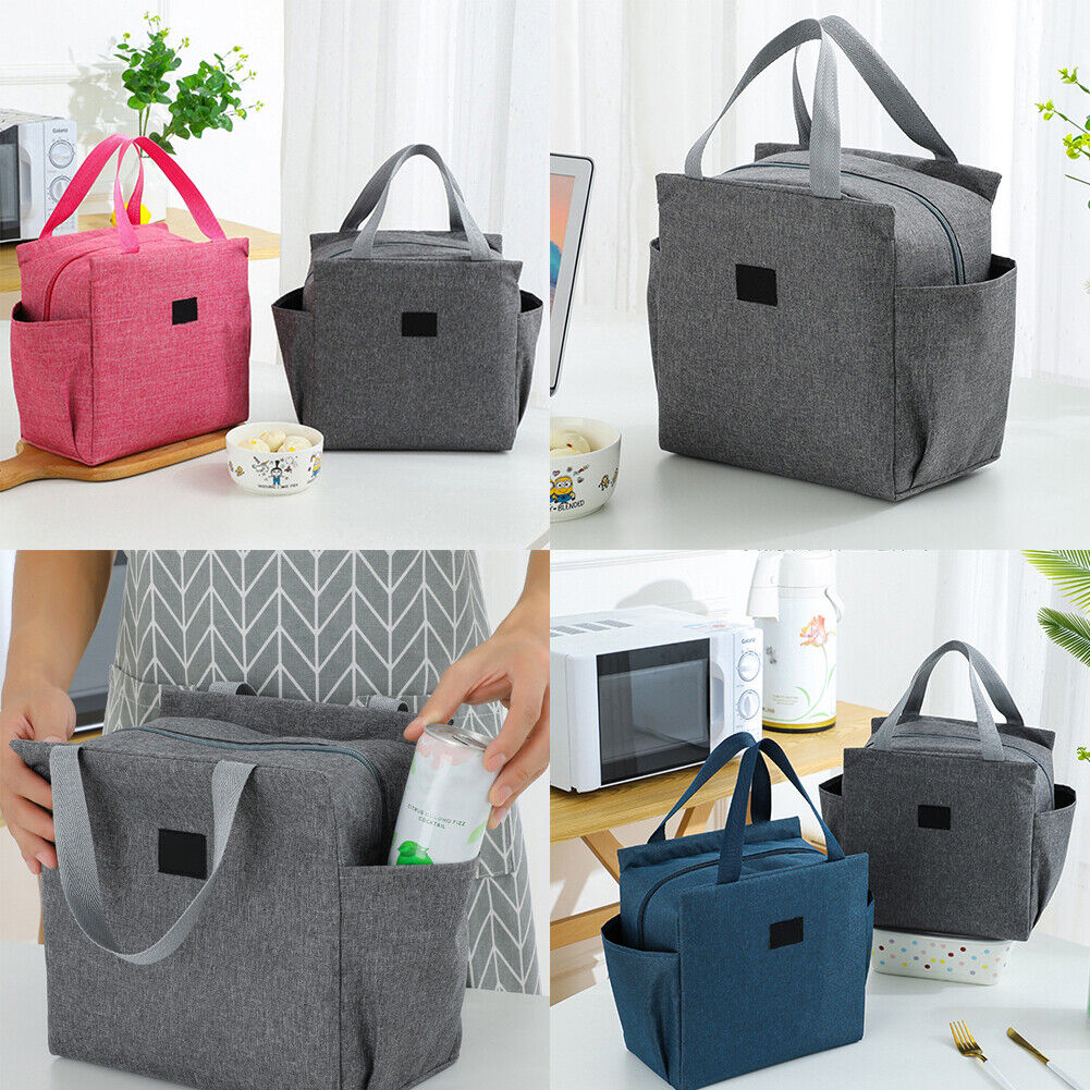 US 1-2 Pc Insulated Lunch Bag Thermo Cooler Hot Cold Box Kids Adults Work Office