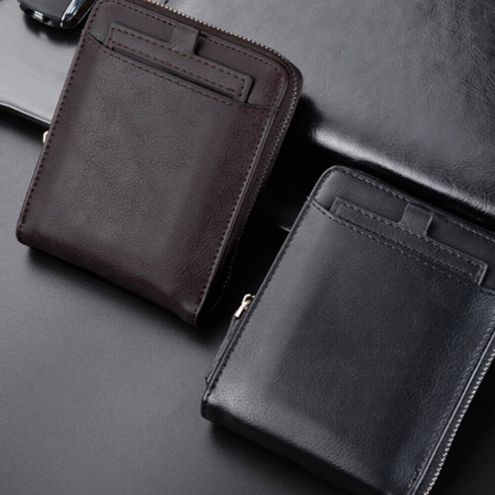 US 1-2 Pack Men RFID Blocking Leather Bifold Wallet Credit Card Holder Zip Purse