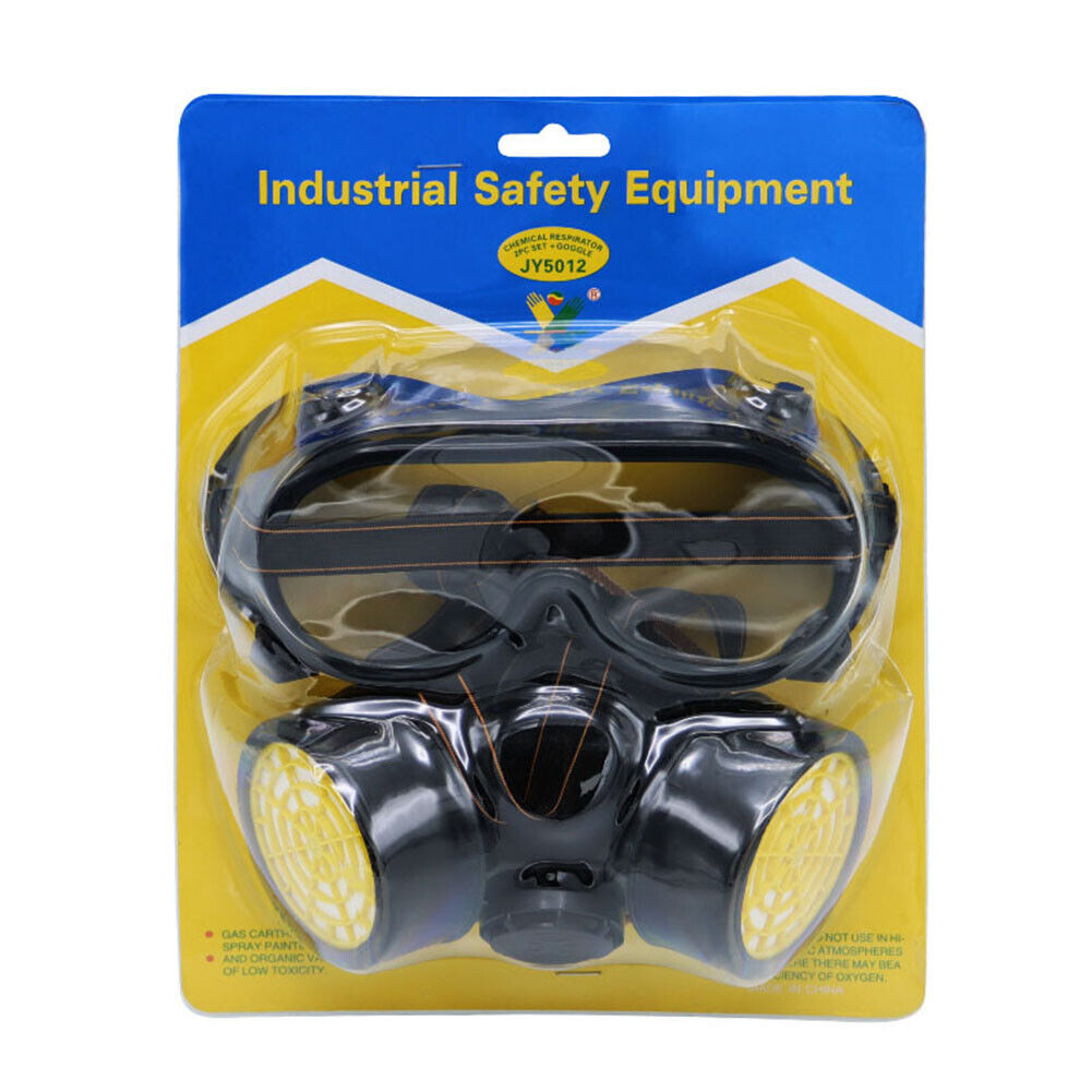 US 1-2Pc Emergency Survival Safety Respiratory GasMask Goggles Protection Filter