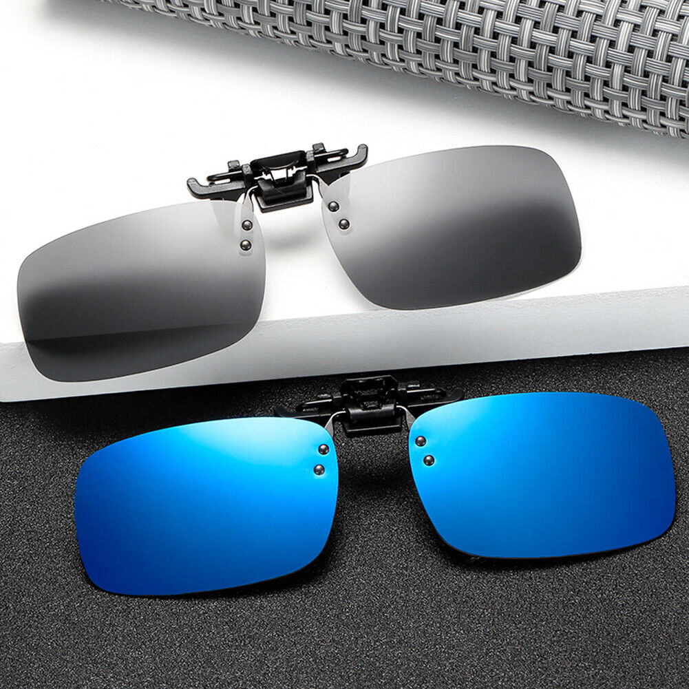 US 2-4 Pc Flip Up Clip On Sunglasses Glasses Polarized Night Vision Driving Len