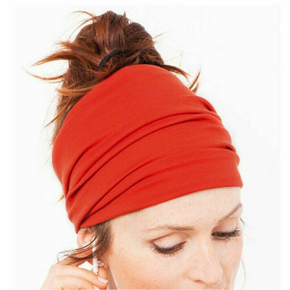 US 3-6 Pack Turban Soft Head Wrap Elastic Stretch Wide Yoga Headbands Hairbands