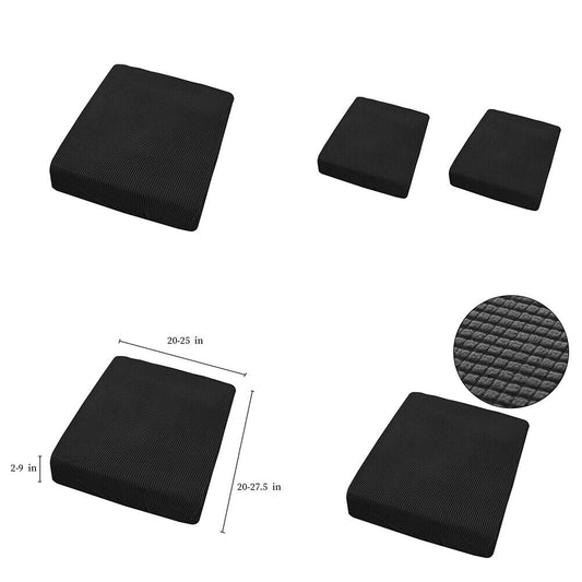 US 2Pc Soft Waffle Pattern Stretch Slipcover Couch Chair Sofa Seat Cushion Cover