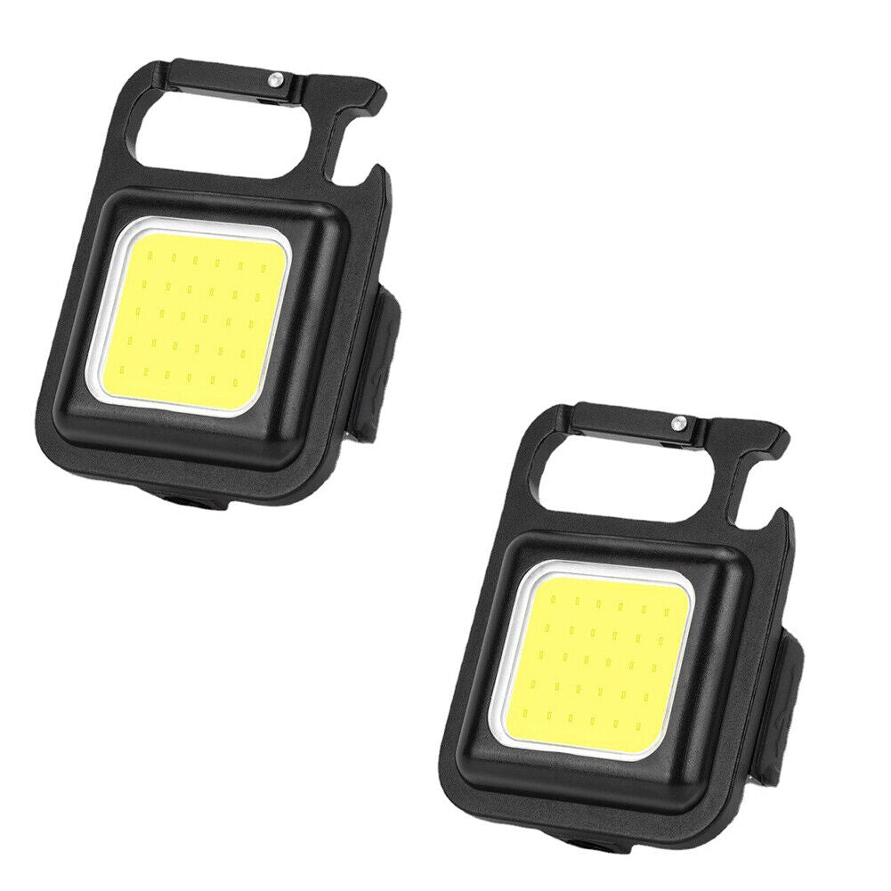 US 1-2 Pcs Mini Keychain Flashlight Portable COB Rechargeable Work Light