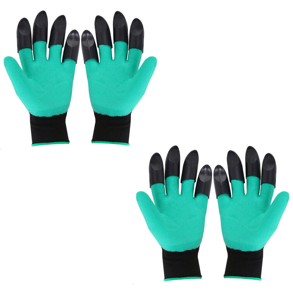 US 2-4Pairs Gardening Digging Planting Pruning Tools 4 Claws Garden Genie Gloves
