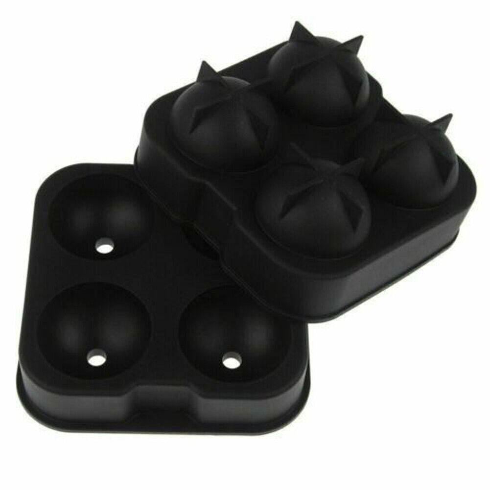 US 2-4 Pack 4-Slot Ice Ball Sphere Cube RoundTray Silicone Mold Cocktail Whiskey