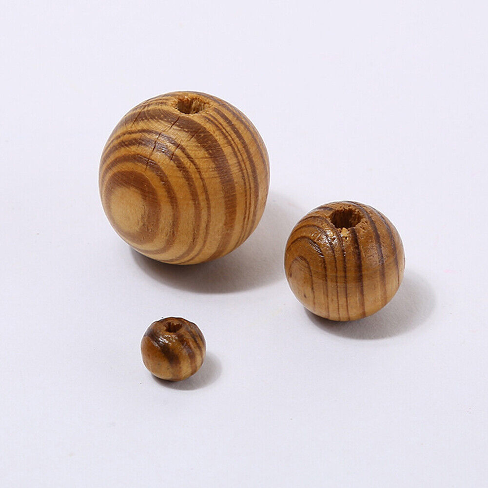 US 1000-2000 pcs Natural Wooden Beads 8mm Round Polished Loose Beads DIY Jewelry