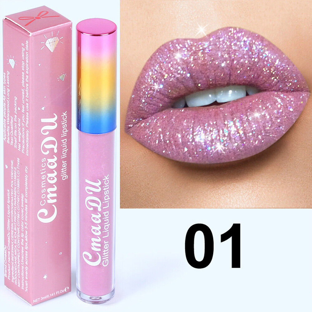 US 6-12 Pc Set 6 Color Glitter Liquid Lipstick Waterproof Long Lasting Lip Gloss