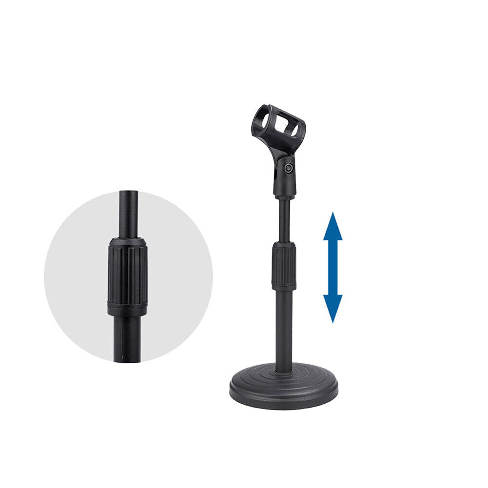 US 2-4 Pcs Adjustable Desktop Microphone Stand Mini Round Base Foldable Mic Clip