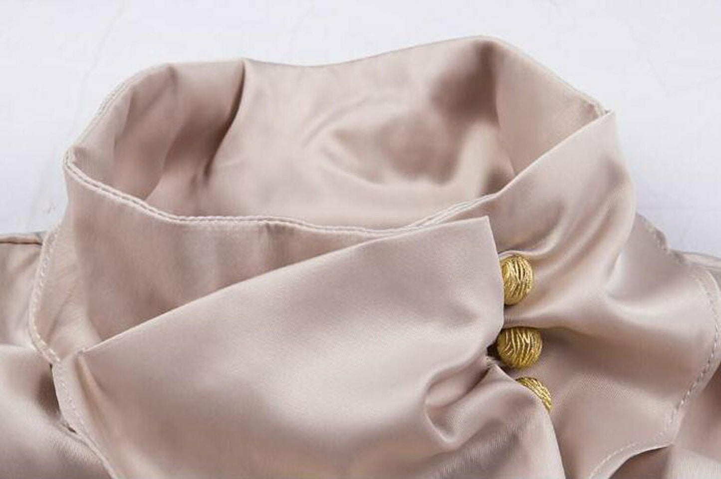 Women's Chiffon OL Ruffle Founcing Front Shirt Long Sleeve Blouse