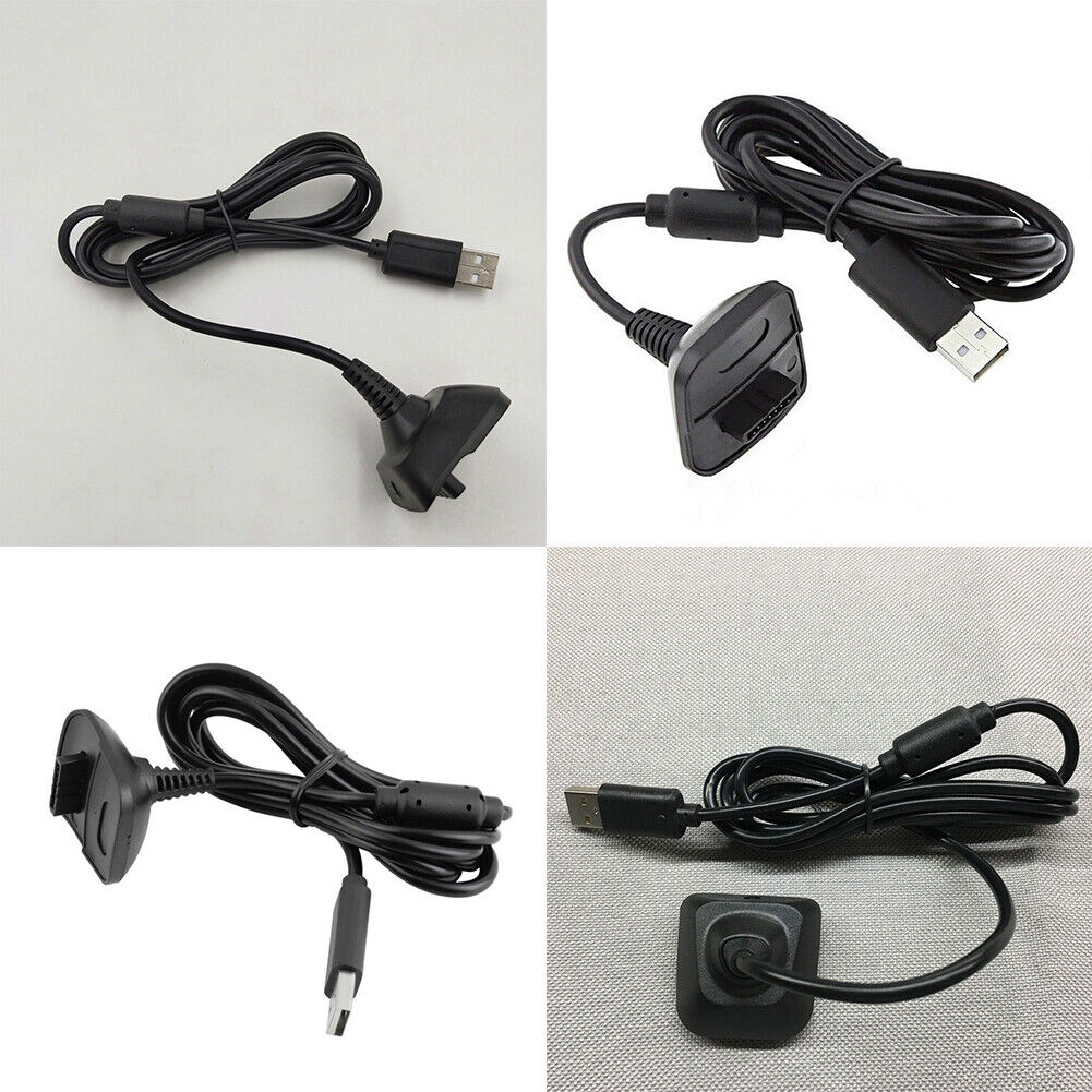 US 2-4 Pack Black USB Charger Charge Cable Cord for Xbox 360 Wireless Controller
