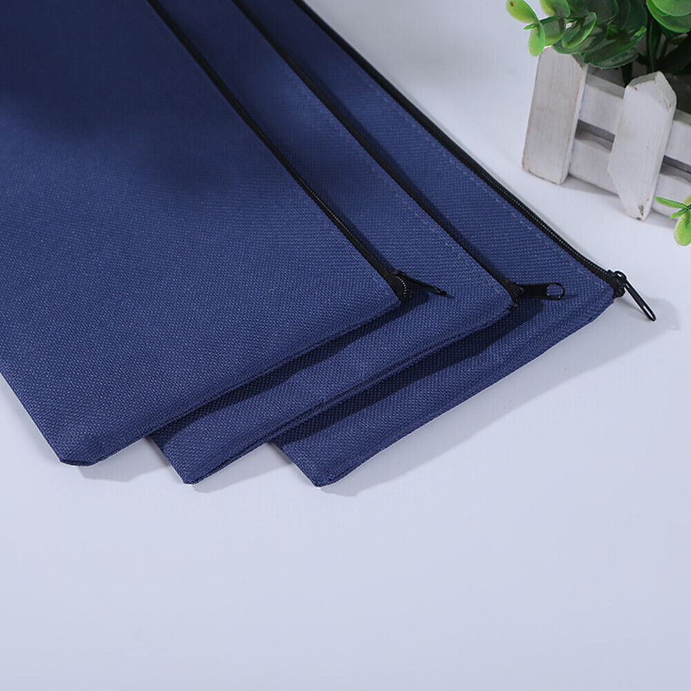 US 2-4 Deposit Bag Bank Pouch Zippered Safe Money Bag Organizer in Navy Blue