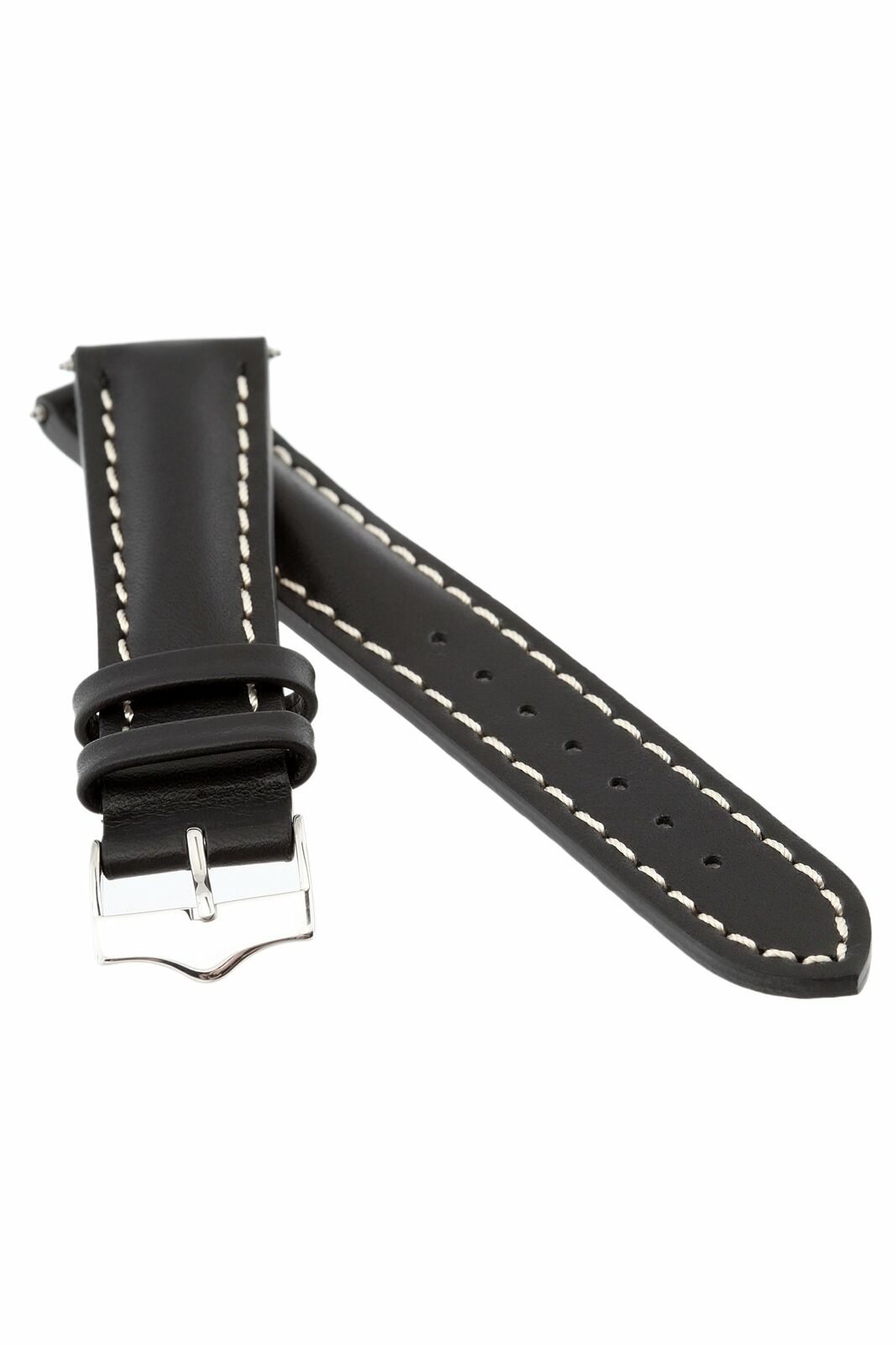 Signature 20 mm watch band Replacement watch strap Genuine Leather Silver buckle