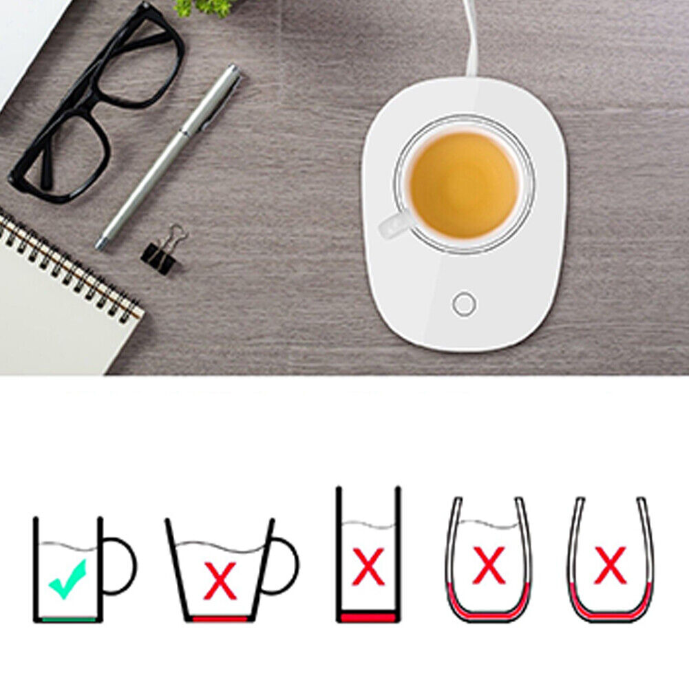 US 2-4 Pc Cup Mug Warmer Auto Shut Off Coffee Tea Milk Drink Heater Pad Office