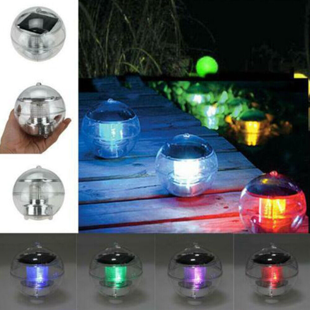 2 Pc Outdoor Solar LED Floating Light Garden Pond Pool Lamp Rotating RGB Color