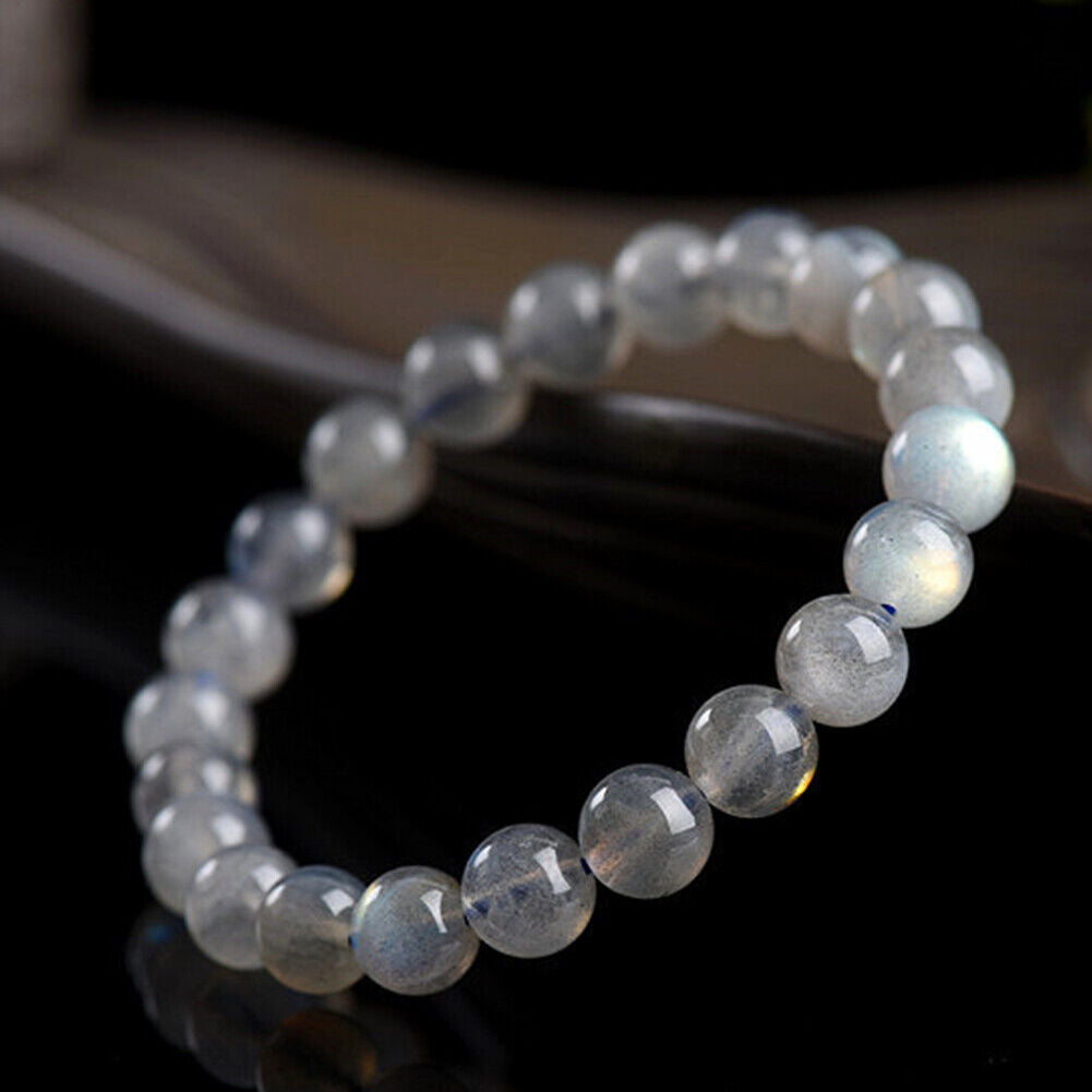 US 6/8 mm Light Gray Labradorite Bead Genuine Natural Grade 3A Gemstone Round