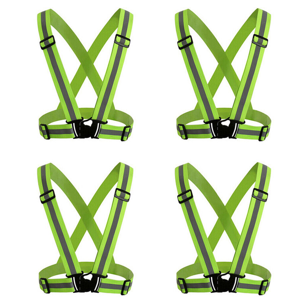 US 2-4 Pack Reflective Glow Belt Adjustable Elastic Safety Vest High Visibility