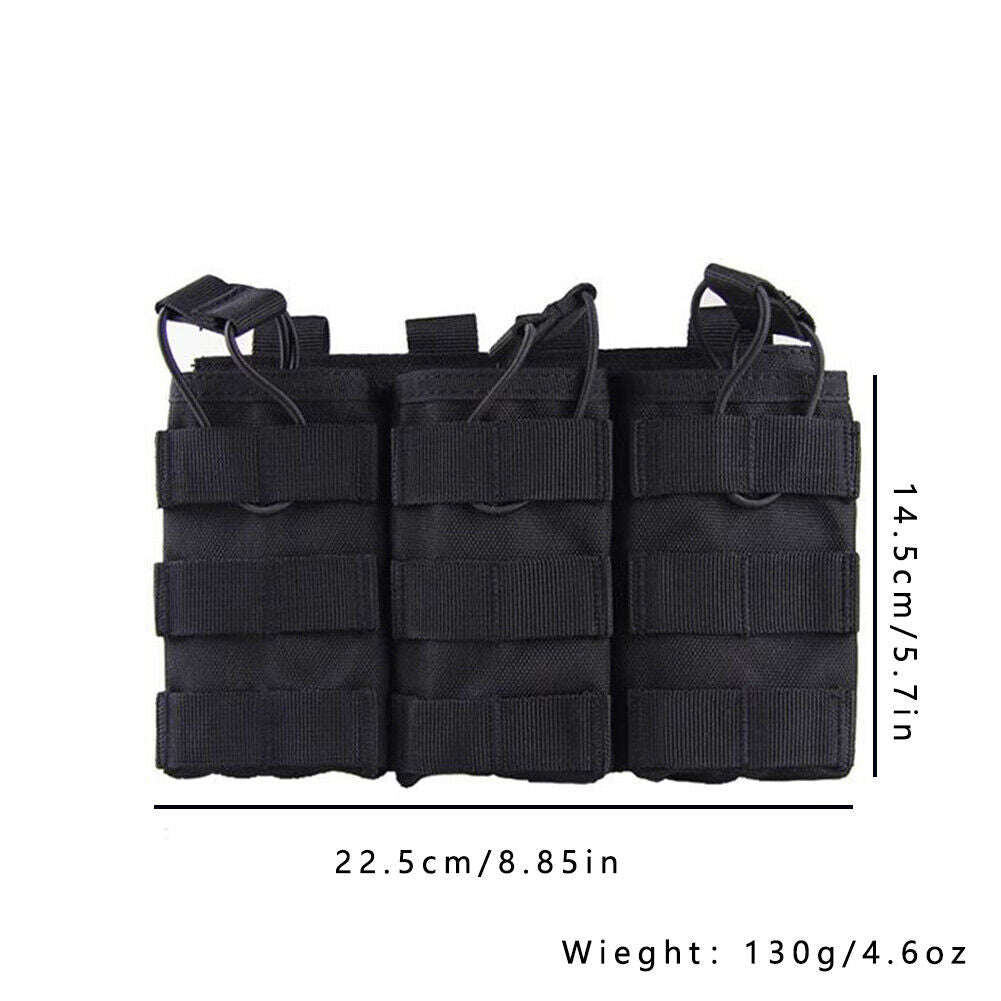 US 2-4 Tactical Molle Triple Magazine Pouch Nylon Open Top 5.56 .223 Rifle Mag