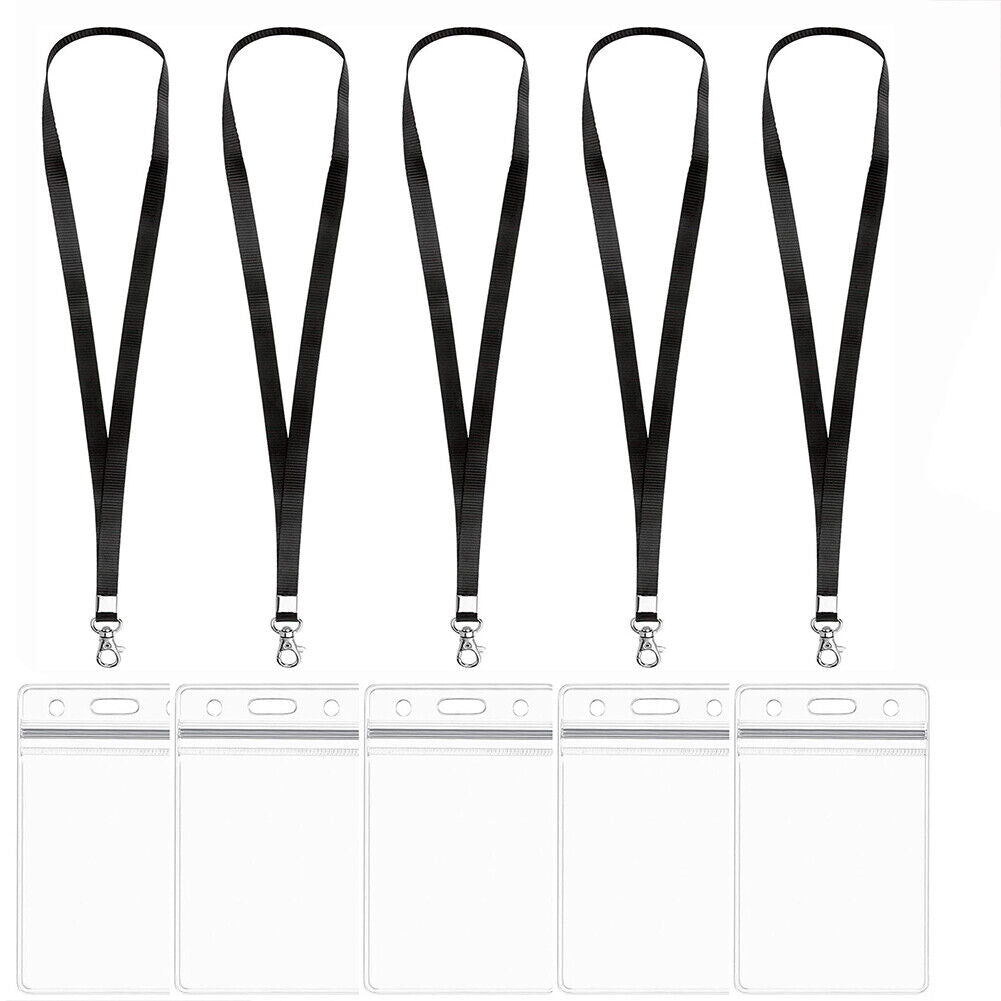 US 3-10 Pack ID Badge Holder Waterproof Quick Release Lanyards Detachable Buckle