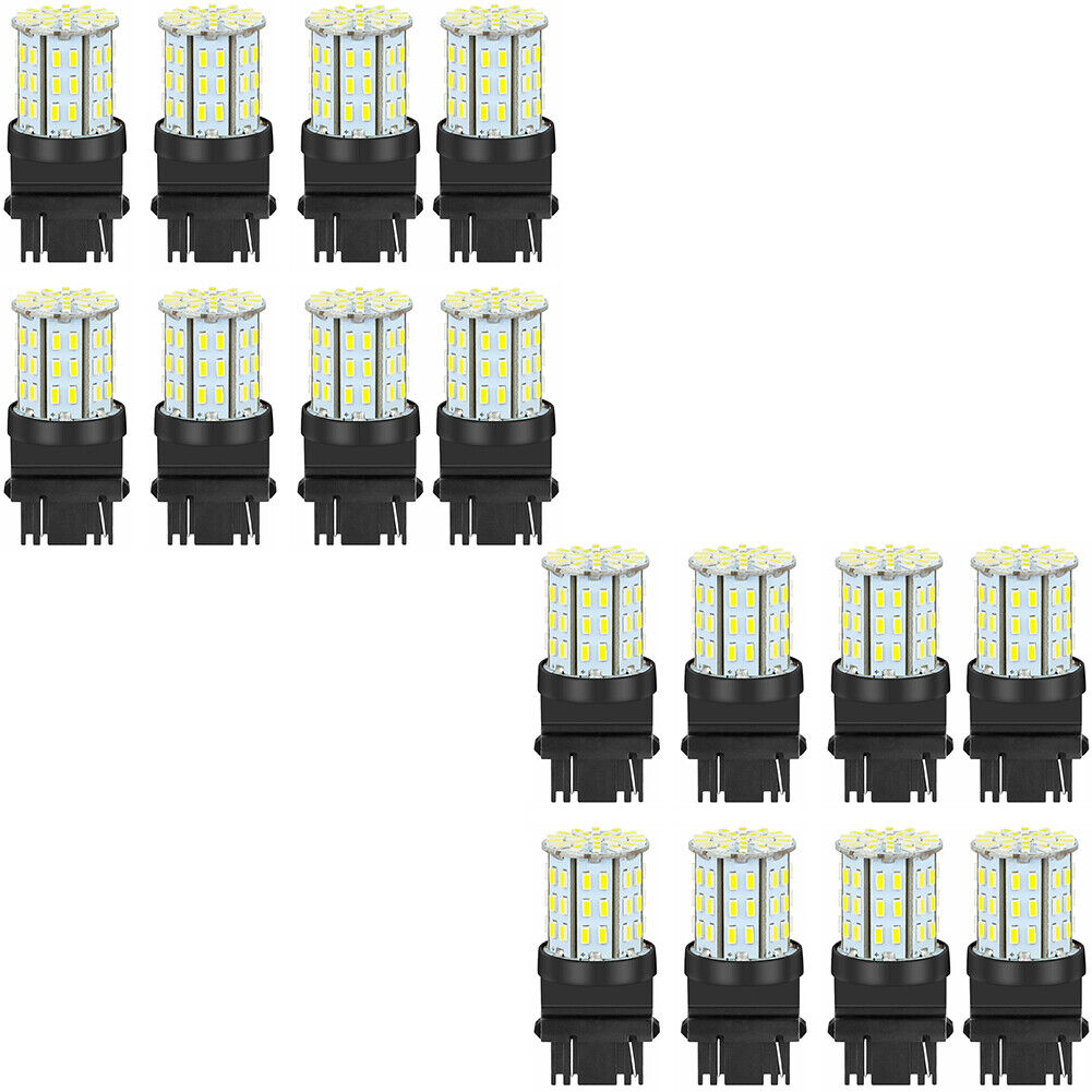 US 8-16 Pcs 3157 3156 64SMD LED Reverse Brake Turn Signal Light Bulb 6000K White