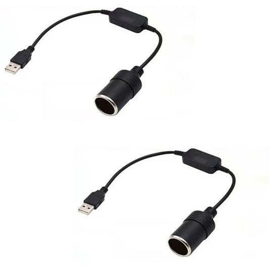 US 2-4Pc Car Cigarette Lighter Socket Converter USB To 12V Adapter Cable Cord