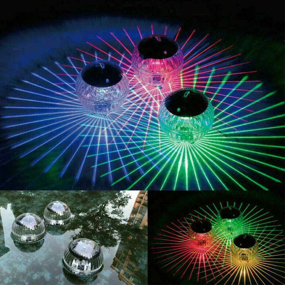 2 Pc Outdoor Solar LED Floating Light Garden Pond Pool Lamp Rotating RGB Color