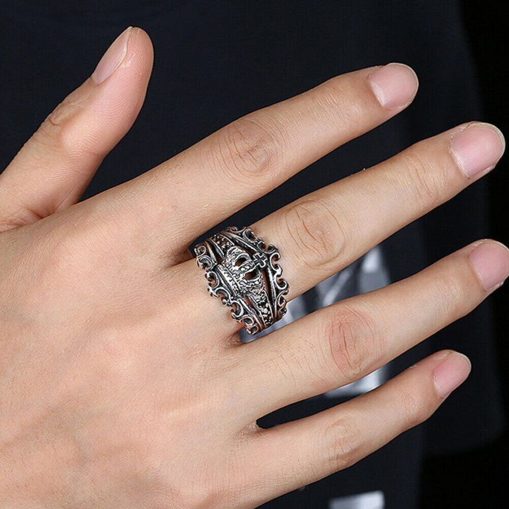 US 1-2 Pcs Mens Black CZ King Crown Ring Men Stainless Steel Size 7 8 9 10 11