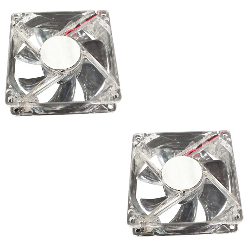 US 2-4 80mm Computer PC Clear Case Cooling Fan With LED - Blue
