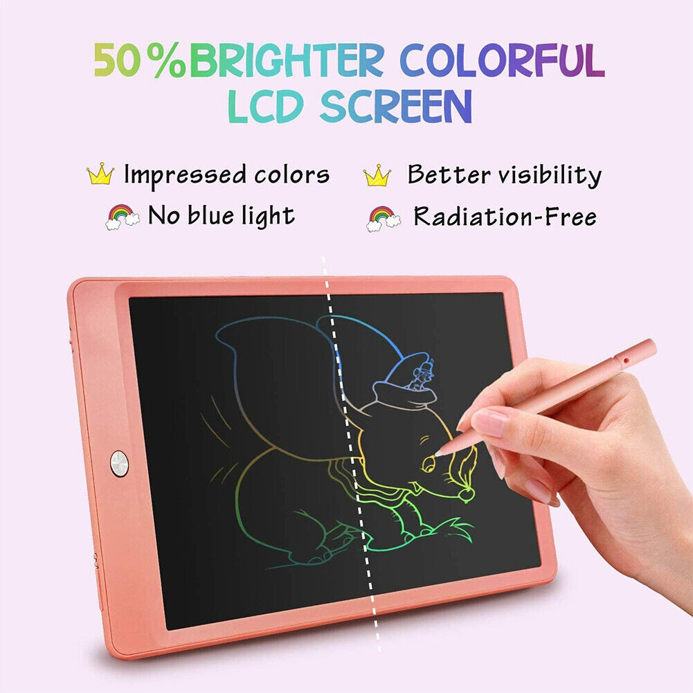 US 1-2 Pack 10 Inch LCD Kids Drawing Tablet Doodle Colorful Board Writing Toy