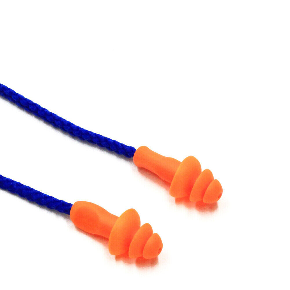 US 50-100Pairs Silicone Corded Ear Plugs Reusable Shoot Hearing Protection Cord