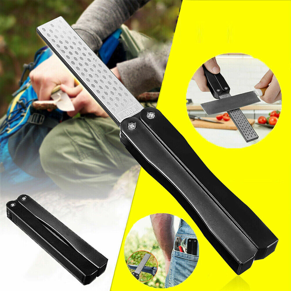 US 2-4 Pcs Knife Sharpener Double Sided Pocket Foldable Diamond Sharpening Stone