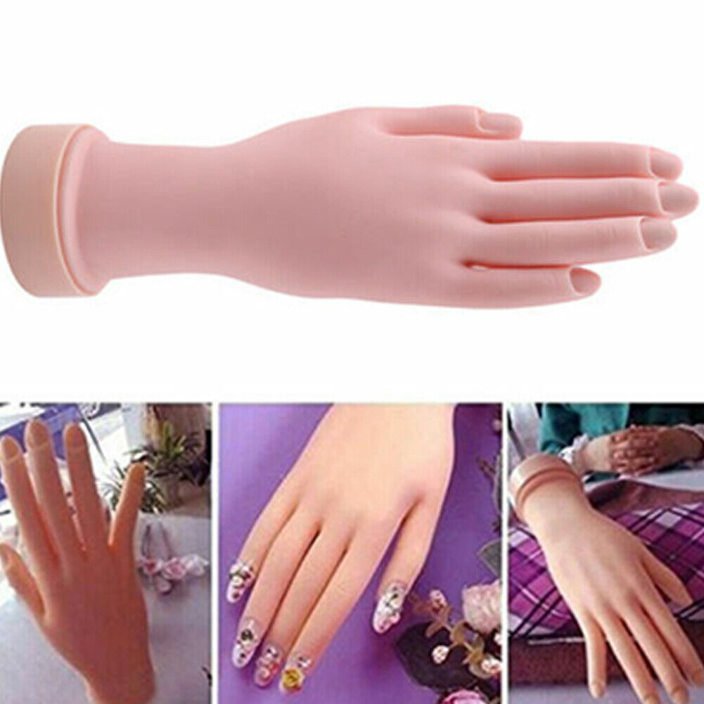 US 1-2 Pcs Flexible Movable Fake Hand Nails Practice Manicure Practice Mannequin