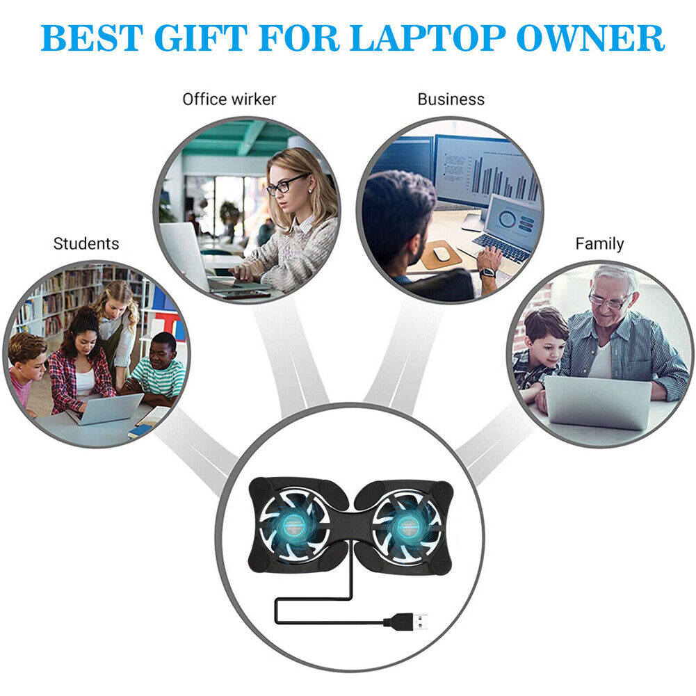 US 2-4 Pc Foldable Dual USB Fan Adjustable for Laptop PC Notebook Quite Cooler