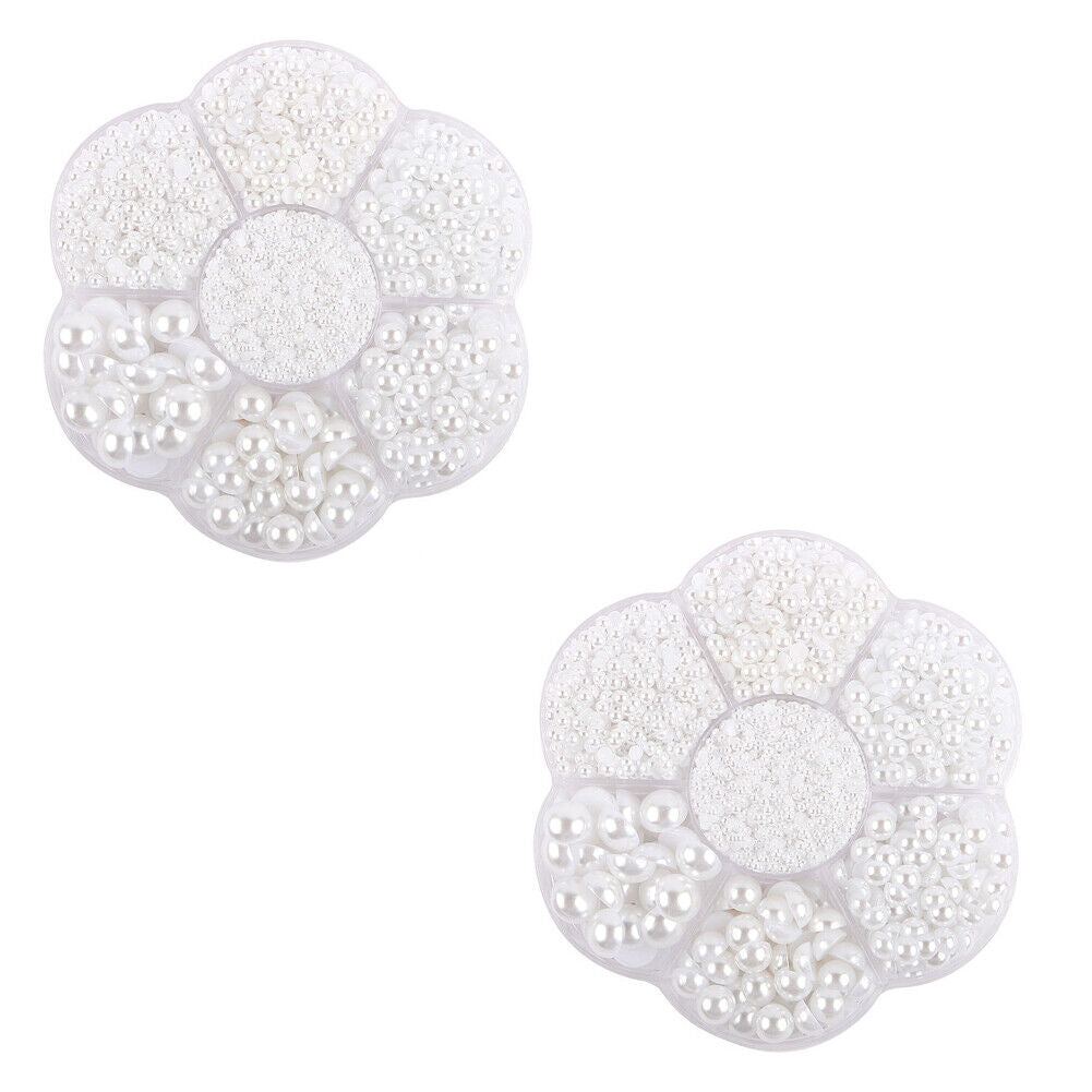 US 5600~11200 Set DIY Half Artificial Pearl Bead Flat Back Beads Craft Nail Art